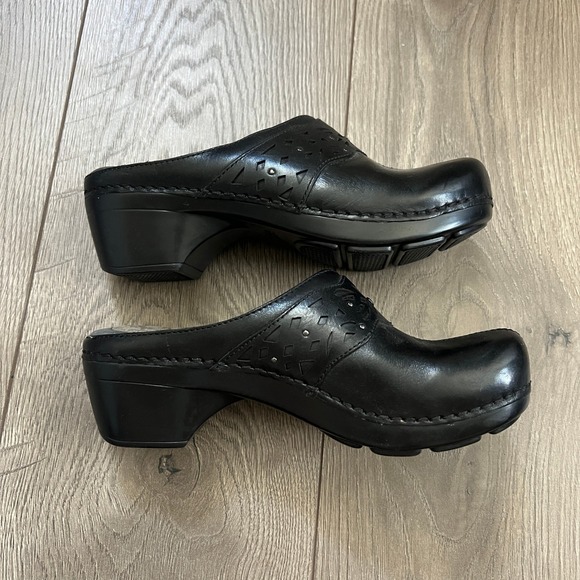 Dansko Shoes - Dansko Shyanne Black Leather Clog Scalloped Womens EUR 37 US 6.5-7 Comfort Work